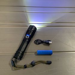 USB Rechargeable Zoomable Flashlight with 18650 Battery