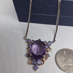 S925 Ametrine Tanzanite  Necklace 16+2" Extender