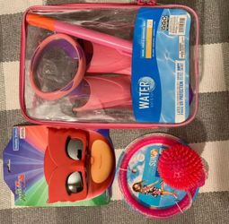 NEW Pink Mask, Fins and Snorkel Set for Girl, PjMask Owlette Shades & light-up skip ball