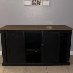 brown and black TV stand