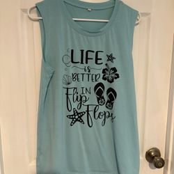 Women's Sleeveless Graphic Top - Blue