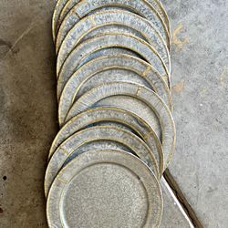 Hearth & Hand Magnolia Galvanized Plate Charger / Tray - Gold Accent - Set Of 4 And 6 