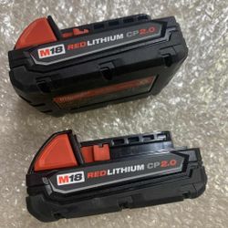 Milwaukee New 2ah Battery 18M 2x $80 Nuevas 