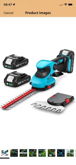 Seesii 20V Cordless 2-in-1 Hedge Trimmer: 12" Shrub Trimmer & 6" Grass Shears, Dual-Action SK5 Blades, 2 x 2.0Ah Batteries, Rotating Handle, 1/2" Cut 
