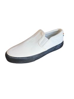 Levis Canvas Slip On Shoes Mens Size 11 White Rainbow Pride Sole Low Top Sneakers
