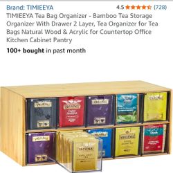 Bamboo Tea Bag Organizer with Drawers