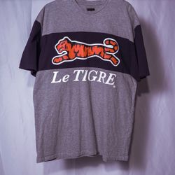 Oversized Graphic Tee Men’s XL Le Tigre T-shirt Grey Navy Blue Collection