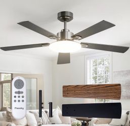 (AAAA-7) Ceiling Fans with Lights, 52 inch Sleek Ceiling Fan with Light and Remote Control, 3CCT, Dimmable, Reversible, Noiseless, Black Ceiling Fan f