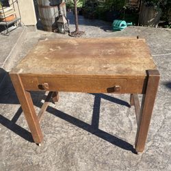 Vintage Solid Wood Table w/ Drawer