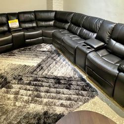 Fourth of July sale. Madrid black leather reclining sectional now $1599. Easy finance option. Same day delivery.