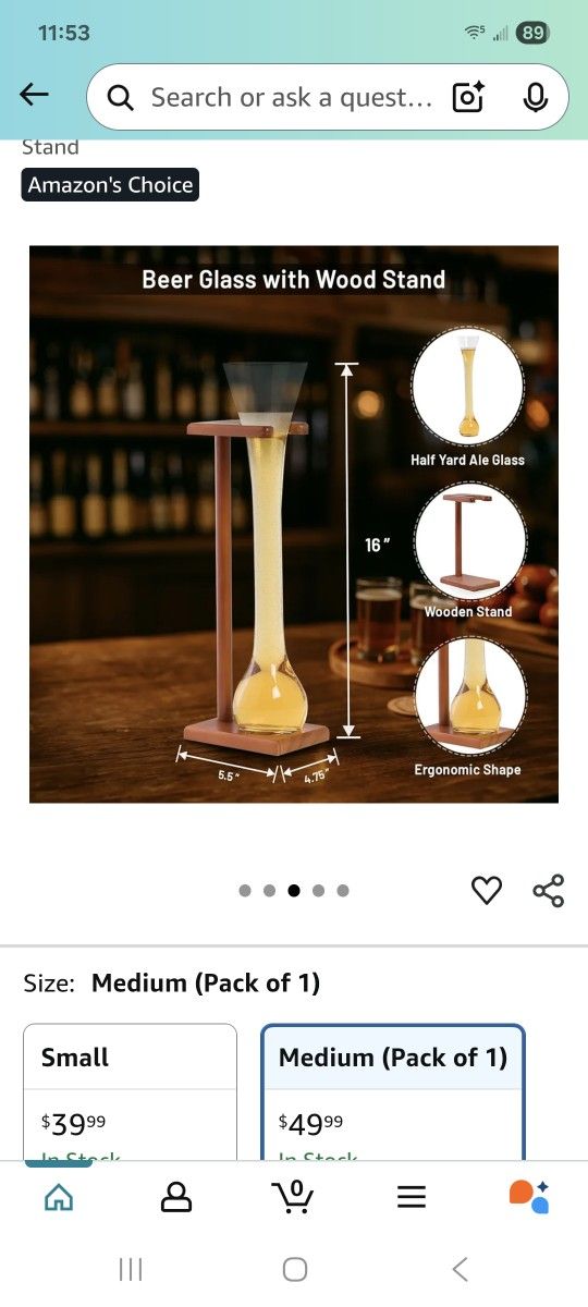 Beer glass with Wood Stand/ Copa Para Cervrza Con Respaldo De Madera Solida