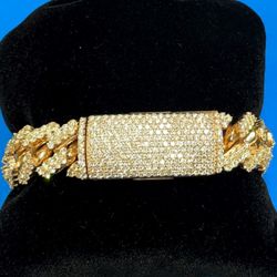 14k Iced Out Cuban Link Bracelet