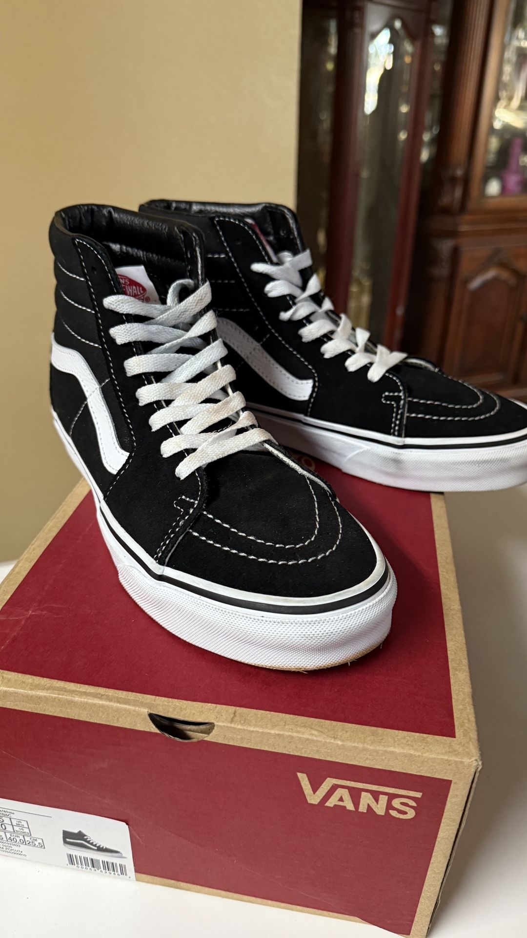 VANS SK8-Hi Classic Black White Skateboarding Sneakers 7.5 Men's Shoes