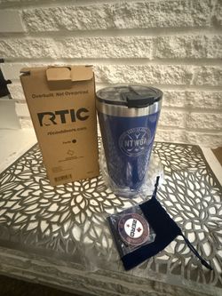 RTIC 20 oz Stainless Steel Insulated Tumbler Blue NTWGA Slide Lock Lid