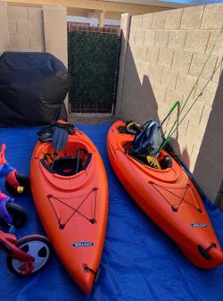 Matching Lifetime kayaks. 10 foot. Includes covers w/carry strap, paddles, one emergency paddle