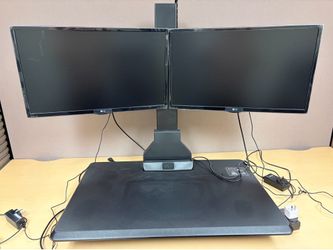 Double Monitor Electric Standing Desk Converter - 2 Screens Stand Up Desk Riser