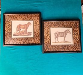 Two Matted Framed 90s Safari Animal