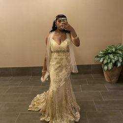 Gold Sparkly Long Prom Dress