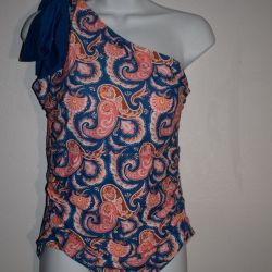 New Paisley Print One Shoulder One Piece Swimsuit 