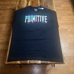 Primitive Men's Black T-shirt With Multi-colored Drip Logo