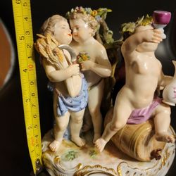 MEISSEN ANTIQUE 19th CENTURY " FOUR SEASONS " PORCELAIN FIGURINE 