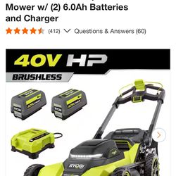 RYOBI 40V HP Brushless 21 in. Cordless Battery Walk Behind Multi-Blade Self-Propelled Mower w/ (2) 6.0Ah Batteries and Charger