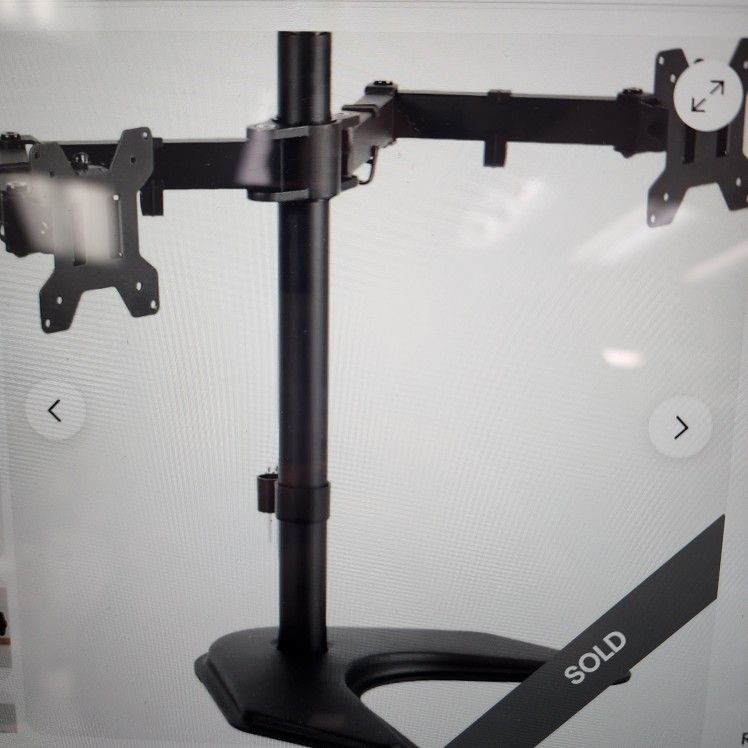 VIVO STAND-V002F Dual LED LCD Monitor FreeStanding Desk Stand for 2 Screens up to 27 Inch Heavy-Duty Fully Adjustable Arms with Max VESA 100x100mm NEW
