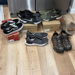 Men’s shot lot Nike Metcon with box, Vans old skool, Merrell, Sperry, Size 10, 9.5, 9 Black, Green