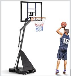 Adjustable Basketball Hoop Outdoor 10FT with 44/48 Inch Backboard, Portable Basketball Hoops & Goals Outdoor with Stepless Crank, for Youth Adults Kid