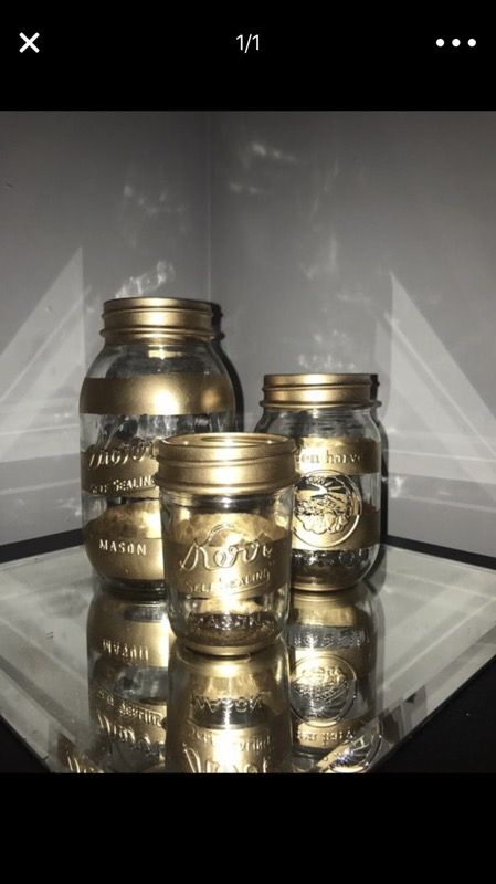 Gold and Silver Stripped Mason Jar Sets!