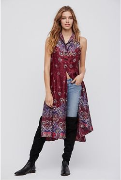 Free People brand Boho Sleeveless Maxi Tunic Duster Top