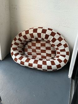 LE SURE 36" LARGE CALMING DONUT DOG BED - CHECKERED BROWN