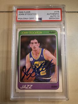 1988 Fleer John Stockton Rookie #115 Authentic Auto Utah Jazz