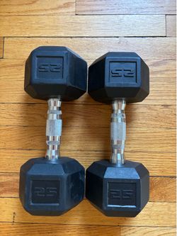 Rubber steel handle dumbbells 50lbs