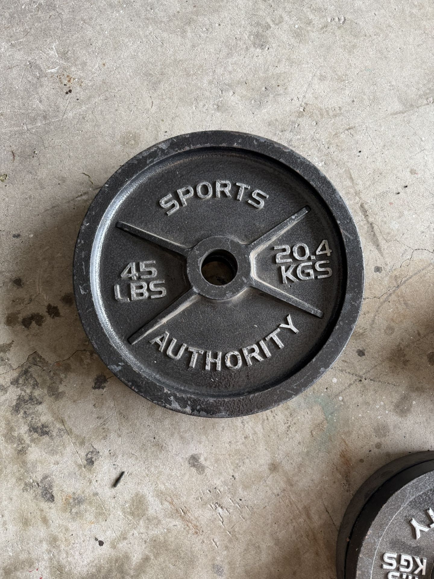 Set of two 45lbs Olympic barbell weight plates
