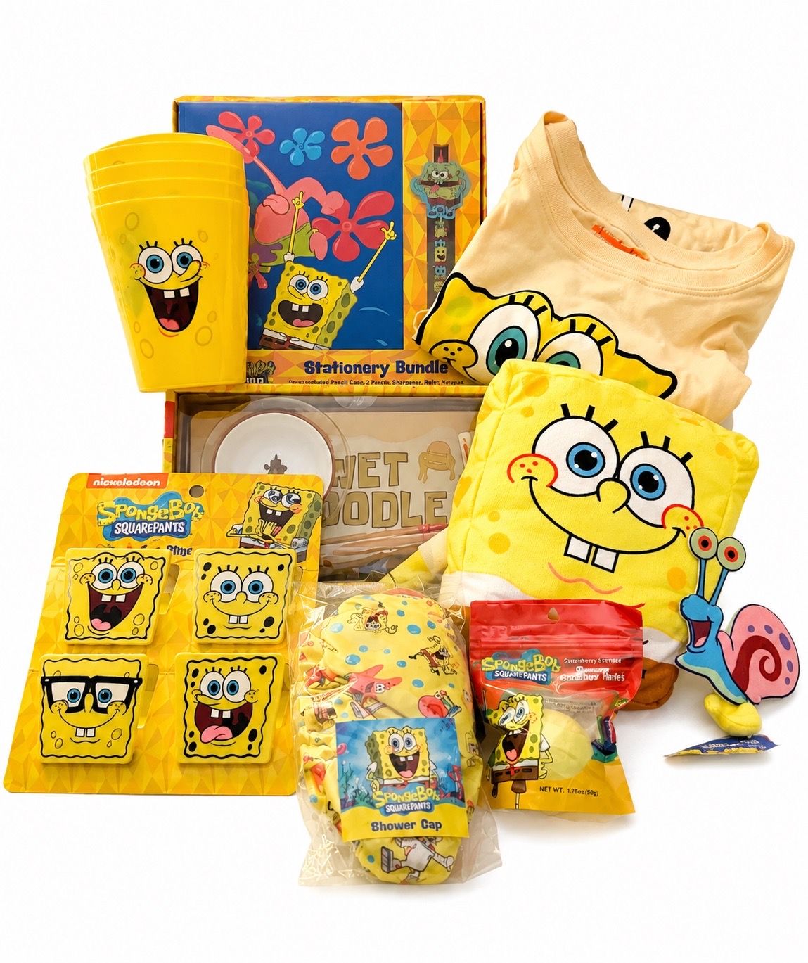 ๐ฅ SpongeBob SquarePants Mega Bundle โ Plush, Shirt, Stationery & More!