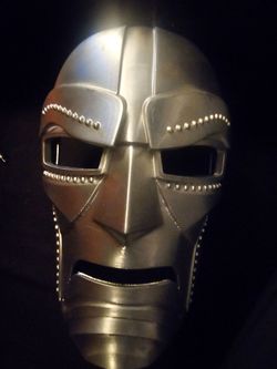 Doctor Doom 3D Printed Collectible Cosplay Mask – Metallic Aluminum Finish – Handmade Marvel Display Prop
