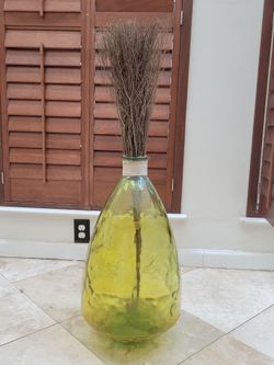 Large Green Glass Floor Vase