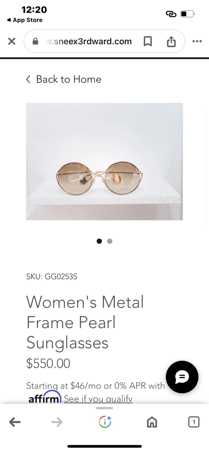 Brand New Gucci Faux Pearl Sunglasses 
