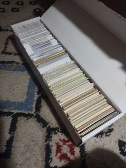Box of mixed baseball football cards