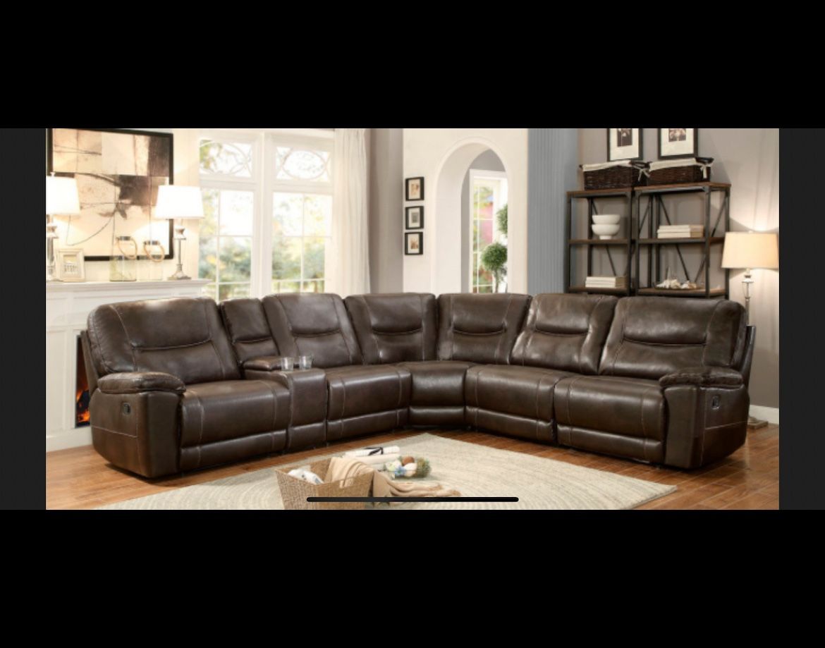Brand New Brown Leather Sectional Couch👍