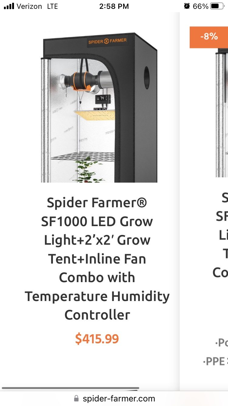 Spider Farmer SF1000 LED Growing Kit Light 2X2