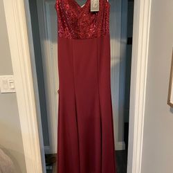 Burgundy Dress/ Bridesmaid/Wedding/Gown