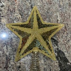 New gold tree topper Star Christmas 8.5”