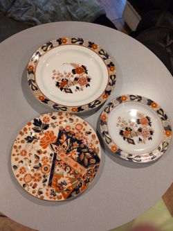 2 Wood & Sons Wincanton Plates + Burgess & Leigh Old Derby Plate c.1919–1920 Antique