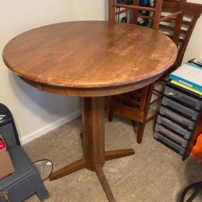 High Top Wooden Table WILL GO TO RESTORE STORE IF NOT PURCHASED