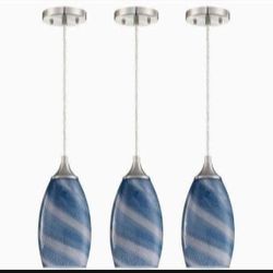 Glass Pendant Light Fixture 3 Pack Hanging Kitchen Island Lighting Shade Farmhouse Hand Blown Lighting Fixture for Ceiling at Bar Dining Room 
