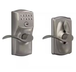 Camelot Satin Nickel Electronic Keypad Door Lock with Accent Handle and Flex Lock