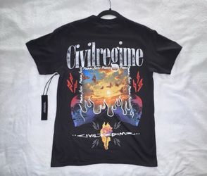 Civil Regime Rebel Youth Skulls Butterflies Graphic T-Shirt Black Medium NWT