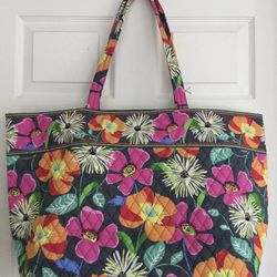 Vera Bradley Jazzy Blooms tote Grey, Pink, Orange Multicolor Double